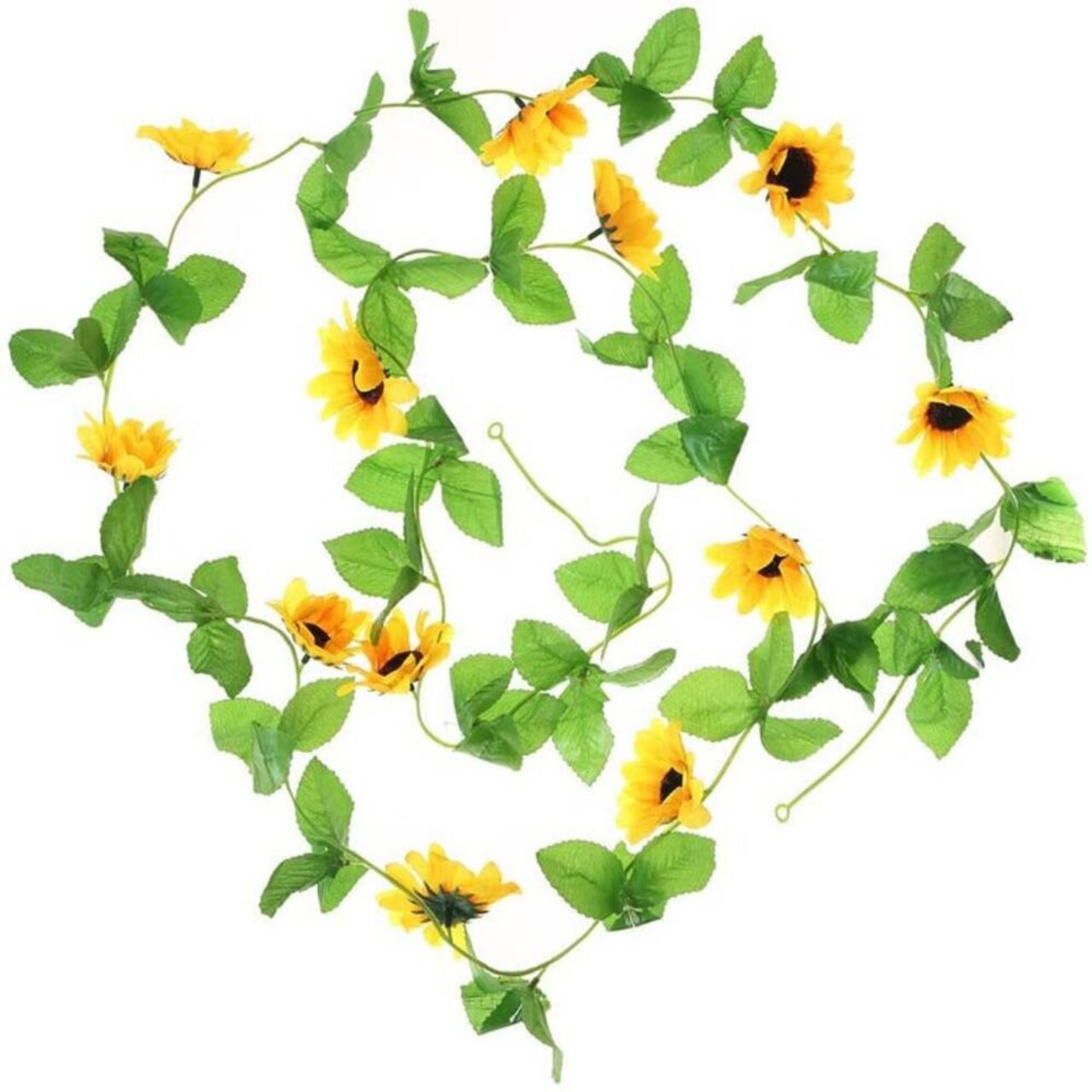 2 Pcs 7.8FT Artificial Sunflowers Garland Silk Fake Yellow Flower Ivy Vines Sunflower
